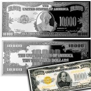 USA 1934 Ten Thousand Dollars In Gold $10,000 Silver Note Bar Proof 4 oz